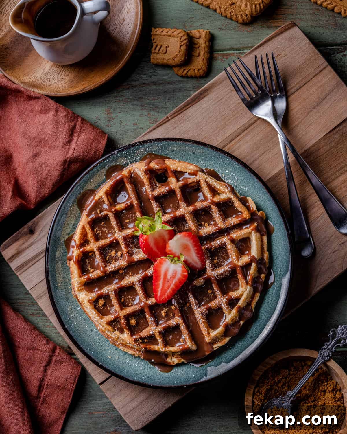 Crispy Biscoff Cinnamon Waffles with Nutella Cream 4 Biscoff Cinnamon Waffles with Nutella Cream