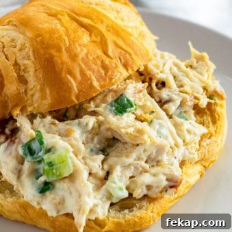 Easy Homemade Leftover Turkey Salad Sandwich on White Plate