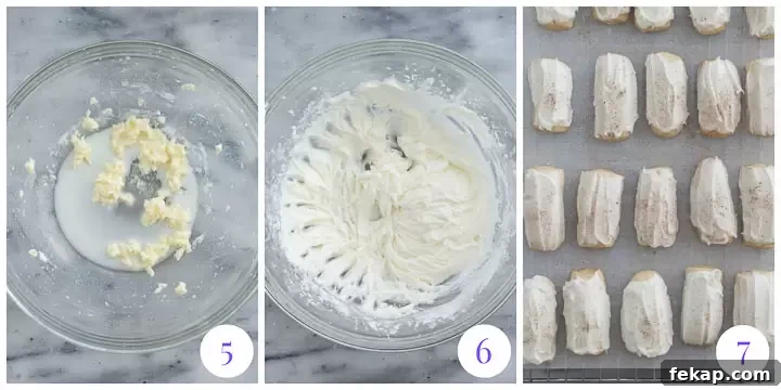 step by step photos showing how to frost nutmeg logs