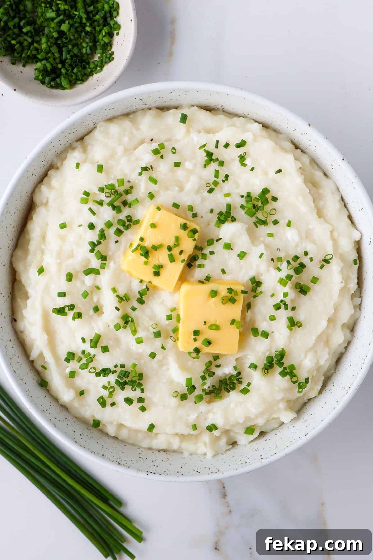 Creamy Cottage Cheese Mashed Potatoes Recipe 7 Mashed potatoes in a bowl.