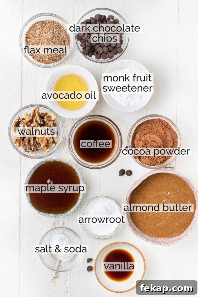 The ingredients needed to make vegan brownies.