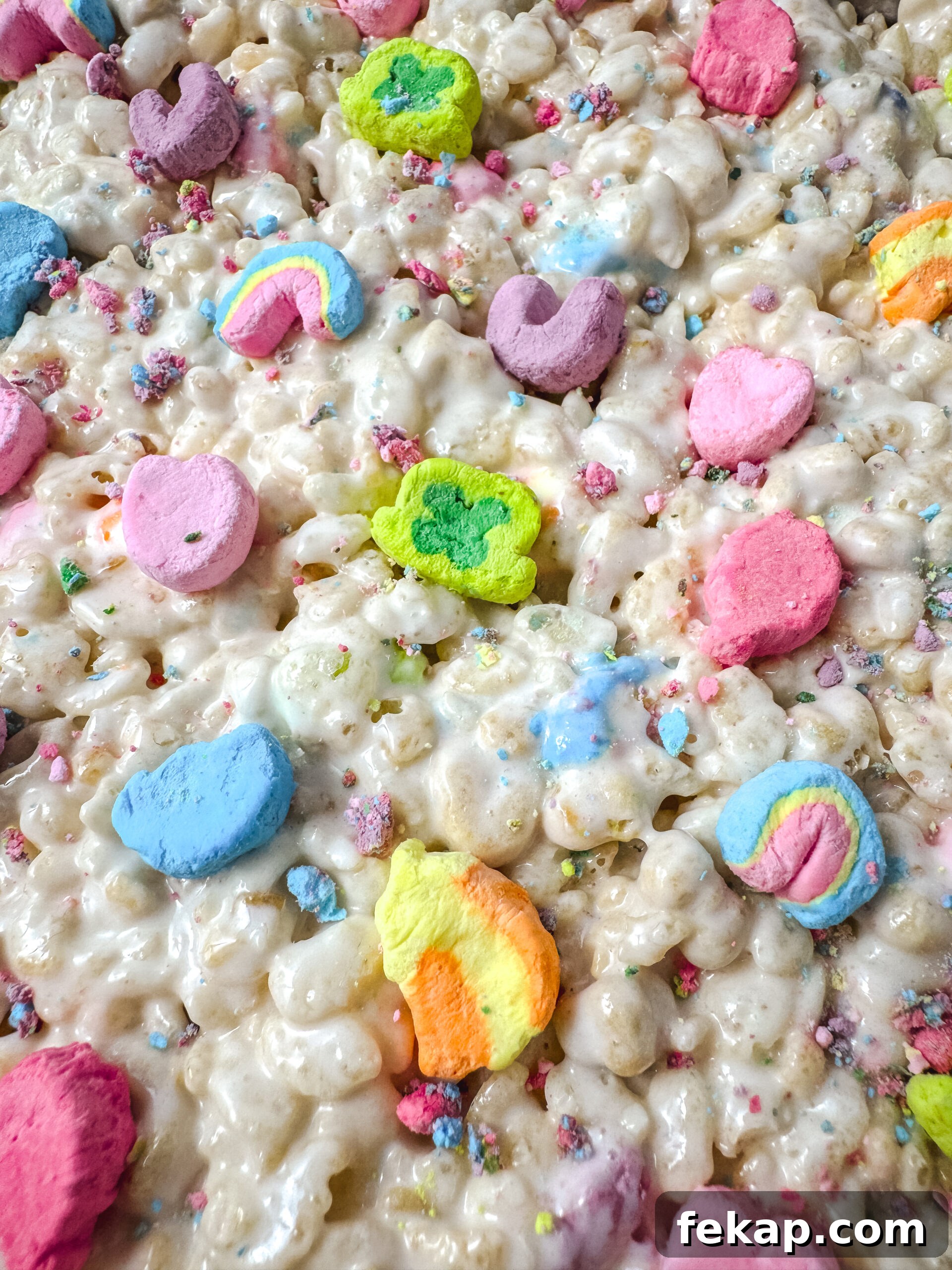 Lucky Charms Rice Krispie Treats Recipe 3 Close up of Lucky Charms Krispie Treats