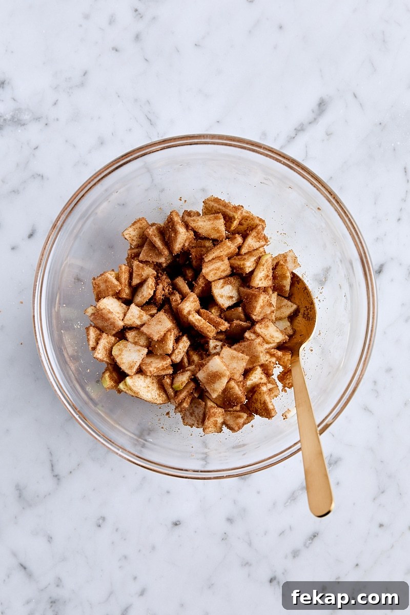 Apple-brown sugar mixture in small bowl
