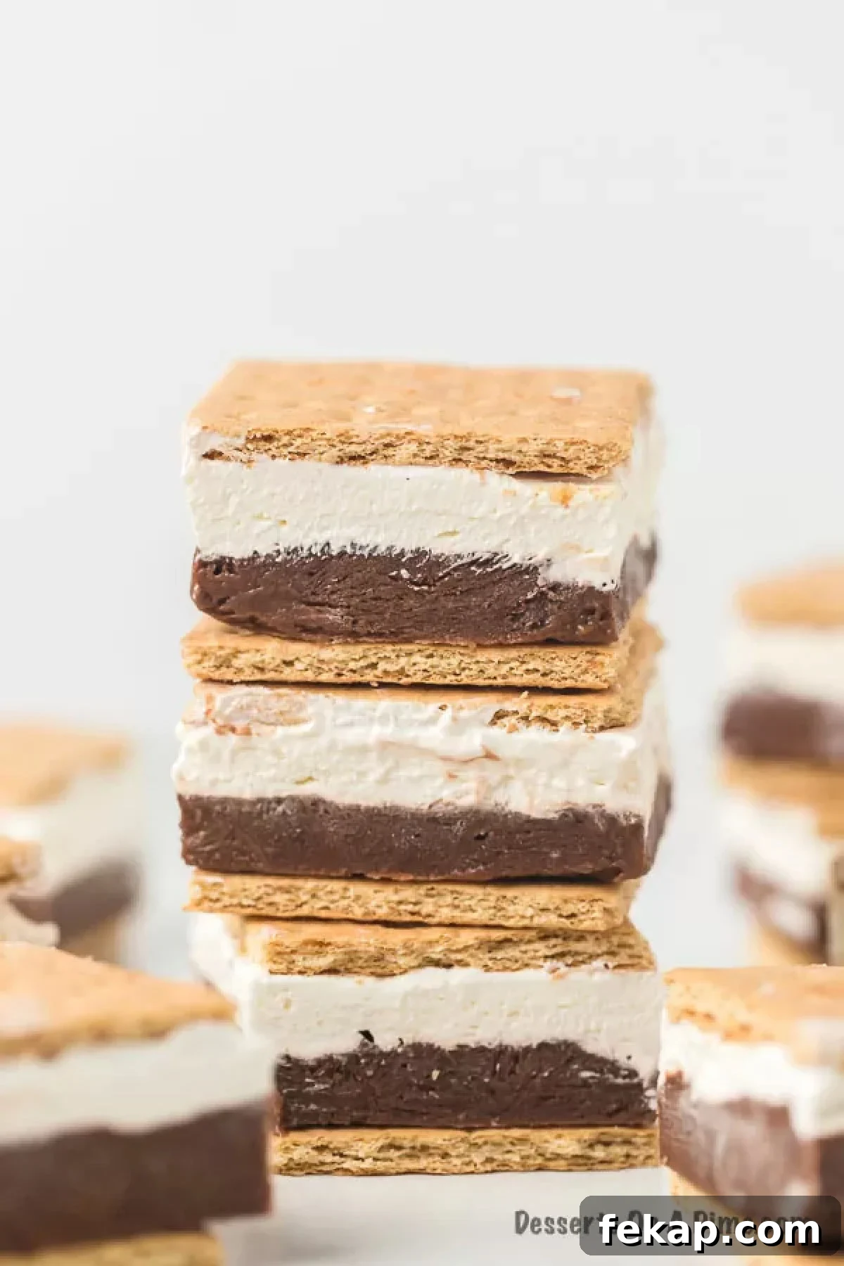 Frozen S'mores stacked on a plate