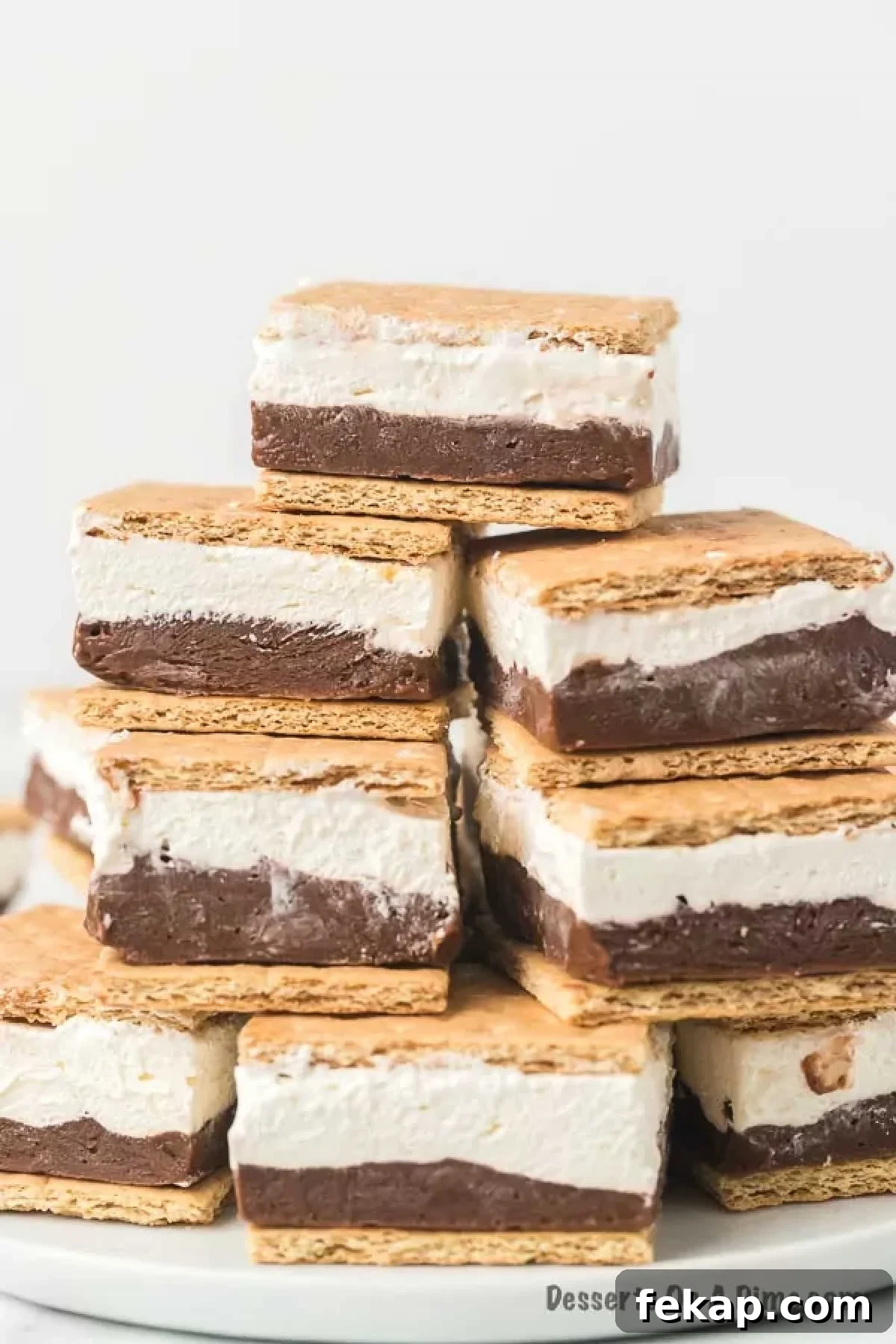 Frozen S'mores stacked on a plate
