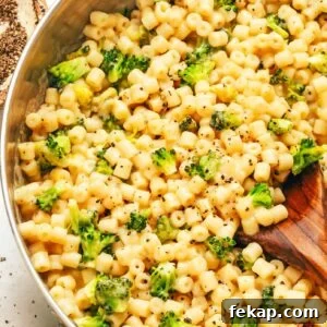 Bowl of creamy broccoli pasta