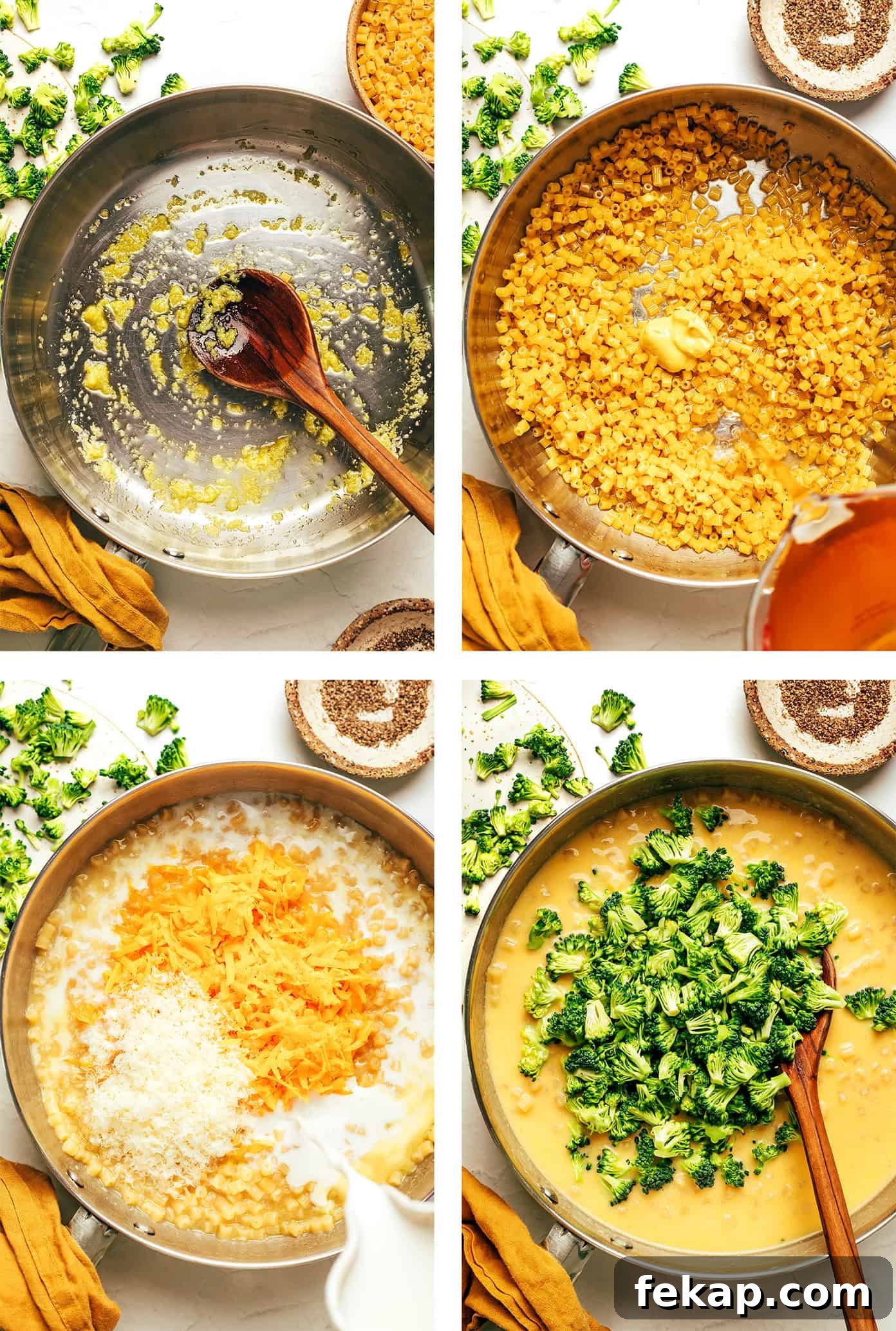 Serving of broccoli cheddar pasta