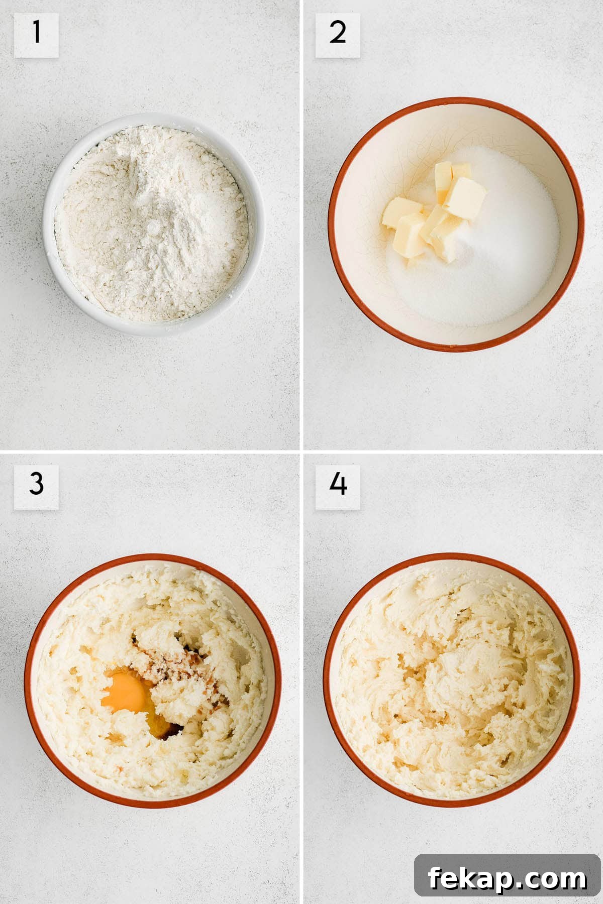 Soft and Chewy Sugar Cookies Recipe 3 four panel collage image showing how to make soft sugar cookies